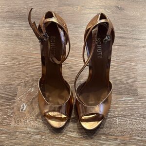 SCHUTZ Women's Metallic Bronze Strappy Heels